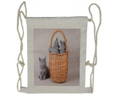 British Cats in Basket Drawstring Backpack