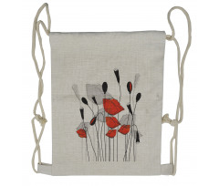 Hand Drawn Poppy Flowers Drawstring Backpack