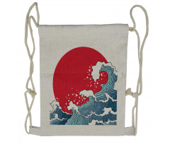 Red Sun Tsunami Drawstring Backpack