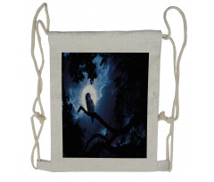 Quite Woodland Full Moon Drawstring Backpack