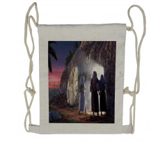 Finding Empty Tomb Motif Drawstring Backpack