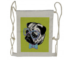 Pug with a Bow Tie Drawstring Backpack