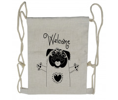 Black and White Dog Drawstring Backpack