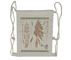 Tribal Chief Headdress Drawstring Backpack