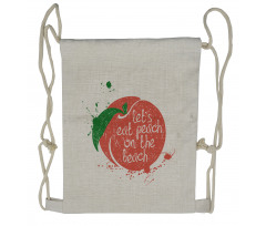 Soft Fruit Quirky Words Drawstring Backpack