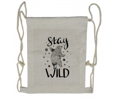 Dancing Bear and Words Drawstring Backpack