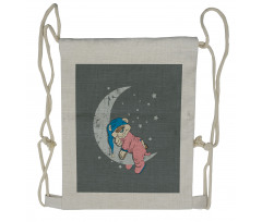 Baby Sleeping on the Moon Drawstring Backpack