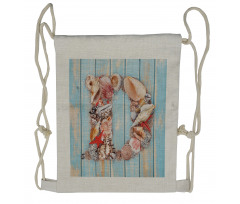 Marine Themed Alphabet Drawstring Backpack