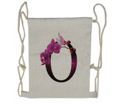 O Alphabet and Orchid Drawstring Backpack