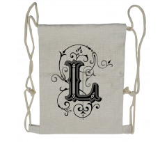 Ornate Capital L Art Drawstring Backpack