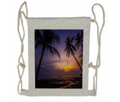 Vivid Twilight Palm Trees Drawstring Backpack