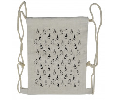 Skiing Penguins in Scarves Drawstring Backpack