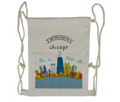 Chicago USA Cartoon Drawstring Backpack