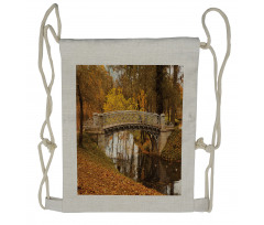 Old Bridge in Fall Forest Drawstring Backpack