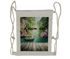 Idyllic Themed Boat Drawstring Backpack