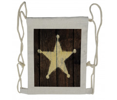 Rustic Wooden Lone Star Drawstring Backpack