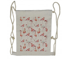 Exotic Birds Pattern Drawstring Backpack