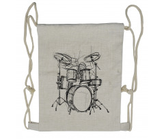 Drummer Doodle Art Drawstring Backpack