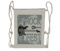 Guitar on Brick Wall Drawstring Backpack