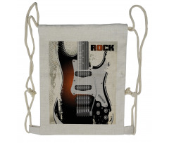 Retro Grunge Guitar Drawstring Backpack