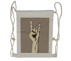 Hand Sign Vintage Drawstring Backpack