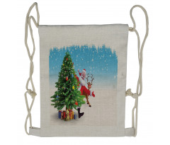 Xmas Reindeer Presents Drawstring Backpack