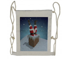 Santa Stuck in Chimney Drawstring Backpack