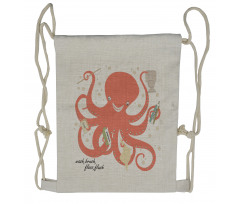 Octopus Holding Sap Drawstring Backpack