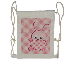 Diamond Shape Bunny Heart Drawstring Backpack