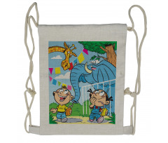 Mischievous Elephant Boy Drawstring Backpack