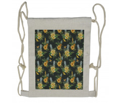 Tropic Flower Design Drawstring Backpack