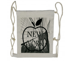 Cityscape Big Apple Motif Drawstring Backpack