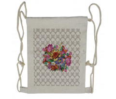 Damask Pattern Bouquet Drawstring Backpack