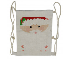 Cartoon Face Santa Drawstring Backpack