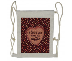 Coffee and Hearts Drawstring Backpack