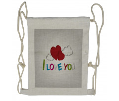 Letters Clouds Heart Drawstring Backpack