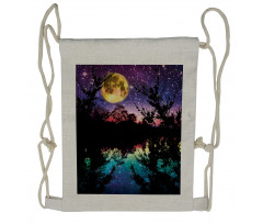 Night Sky Trees Drawstring Backpack