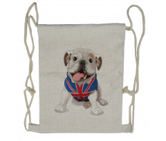 Puppy with Flag Drawstring Backpack