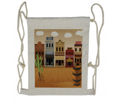 Wild West Village Town Drawstring Backpack