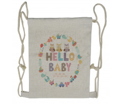 Hello Baby Owls Drawstring Backpack