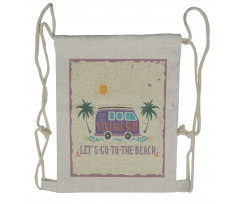 Grunge Beach Words Drawstring Backpack