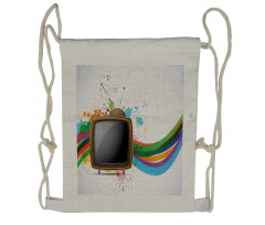 Old TV Color Splash Drawstring Backpack