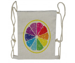 Rainbow Citrus Slice Drawstring Backpack