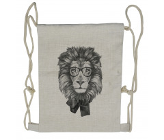 Hipster Animal in Glasses Drawstring Backpack