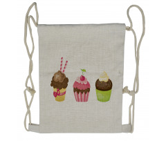 Puffy Party Cupcakes Drawstring Backpack