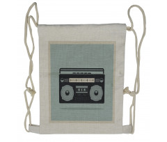 1980s Boombox Image Drawstring Backpack