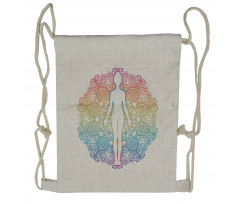 Yoga Outline Drawstring Backpack