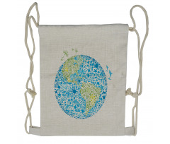 Planet Ecology Theme Drawstring Backpack