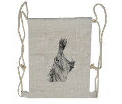 Yawning Hippo Sketch Drawstring Backpack