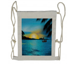 Calm Sunrise Fishing Boat Drawstring Backpack